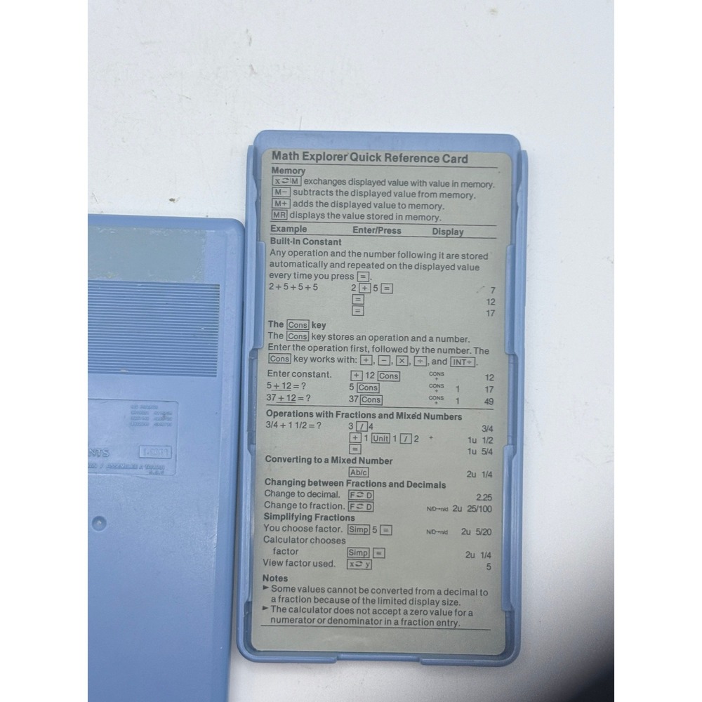 Texas Instruments Math Explorer Calculator Blue S-0205B with Slide Cover - Picture 2 of 4